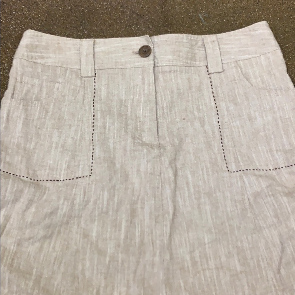 Will Smith khaki linen A line skirt with pockets - Picture 2 of 7